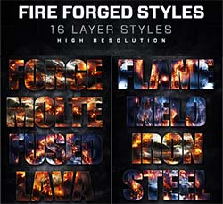 极品PS样式－16个战争类文本效果：16 Fire Forged Layer Styles Volume 8